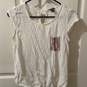 Eddie Bauer Cream Blouse with Embroidered Pocket